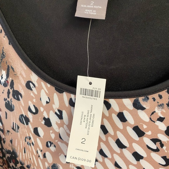 NWT Chico’s Animal Print Sleeveless MIDI Dress - Picture 2 of 5